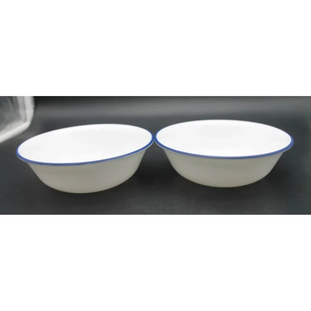 Set 4 Corelle Blue Band Blue Stripe Cereal Soup Bowls Vitrelle Made USA